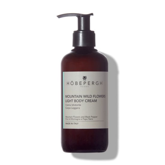Crema corpo leggera fiori di montagna e pepe nero